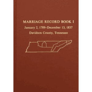 Marriage Record Book, Davidson County, Tennessee.