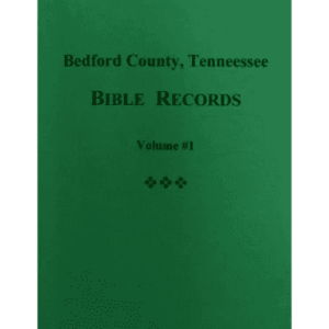 Green book cover, Bedford County Bible Records.