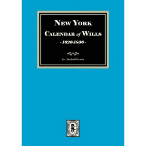 Blue book cover, "New York Calendar of Wills".