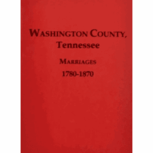 Red book cover, Washington County Tennessee Marriages.