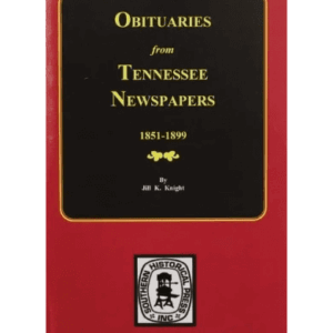 Red book cover, "Obituaries from Tennessee Newspapers.